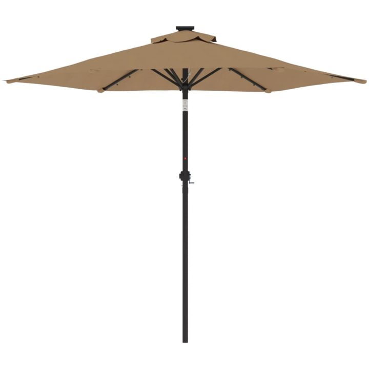 Trädgårdsparasoll med LEDs och stålstång taupe 225x225x212cm vidaXL – bild 5