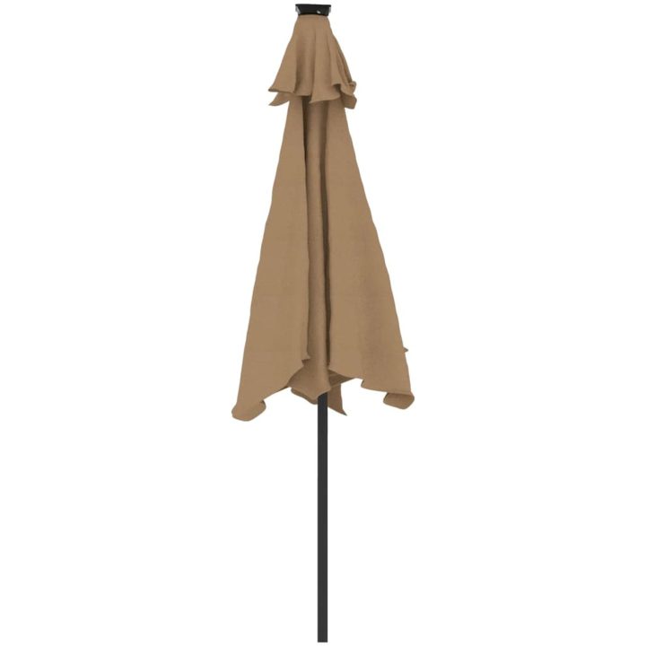 Trädgårdsparasoll med LEDs och stålstång taupe 225x225x212cm vidaXL – bild 7