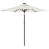 Trädgårdsparasoll med LEDs och stålstång vit 225x225x212cm vidaXL – miniatyr 2