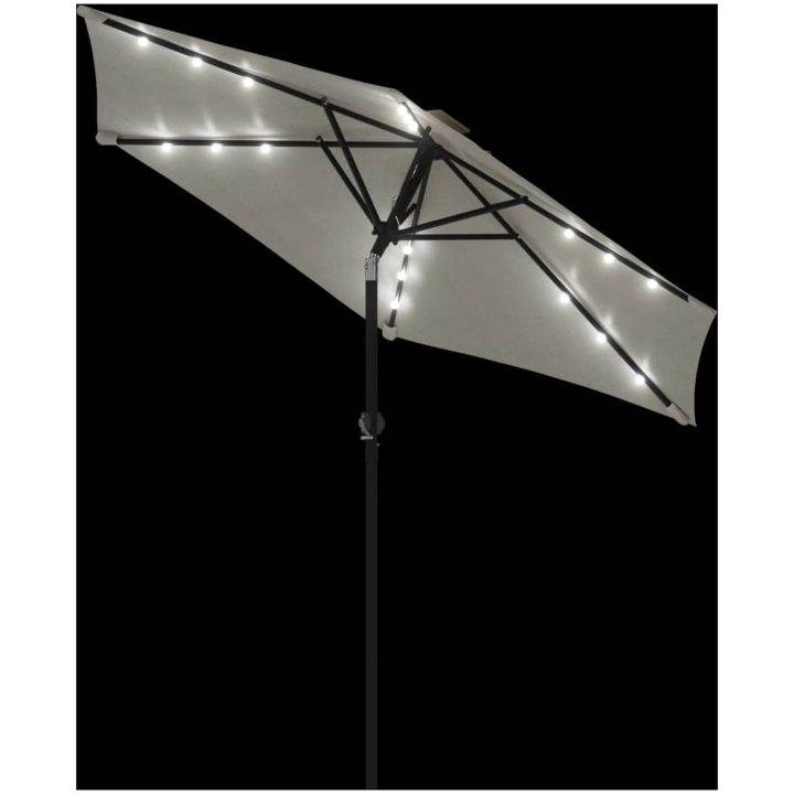 Trädgårdsparasoll med LEDs och stålstång vit 225x225x212cm vidaXL – bild 8