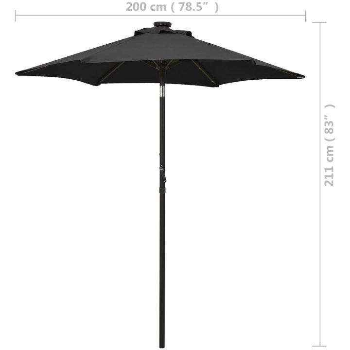 Trädgårdsparasoll med LEDs svart 200x211 cm aluminium vidaXL – bild 9