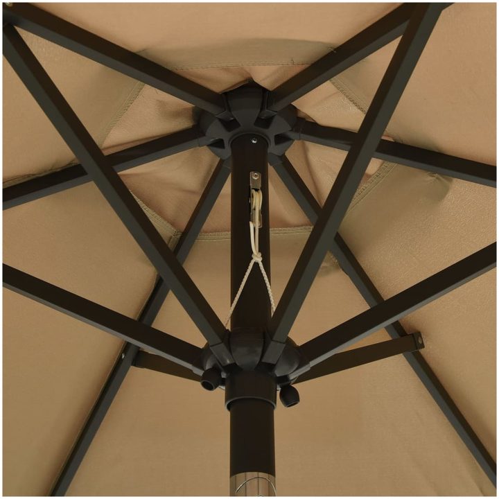 Trädgårdsparasoll med LEDs taupe 200x211 cm aluminium vidaXL – bild 5