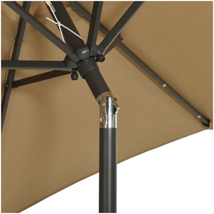 Trädgårdsparasoll med LEDs taupe 200x211 cm aluminium vidaXL – bild 6