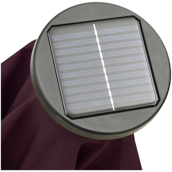 Trädgårdsparasoll med LEDs vinröd 200x211 cm aluminium vidaXL – bild 8