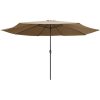 Trädgårdsparasoll med metallstång 390 cm taupe vidaXL – miniatyr 2