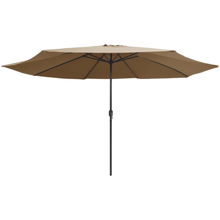 Trädgårdsparasoll med metallstång 390 cm taupe vidaXL – bild 2