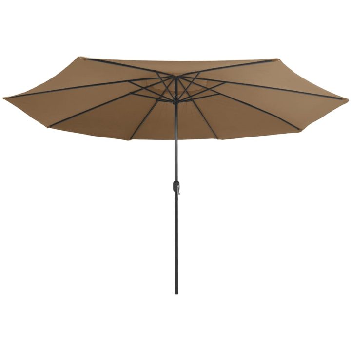 Trädgårdsparasoll med metallstång 390 cm taupe vidaXL – bild 3