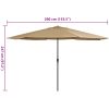 Trädgårdsparasoll med metallstång 390 cm taupe vidaXL – miniatyr 7