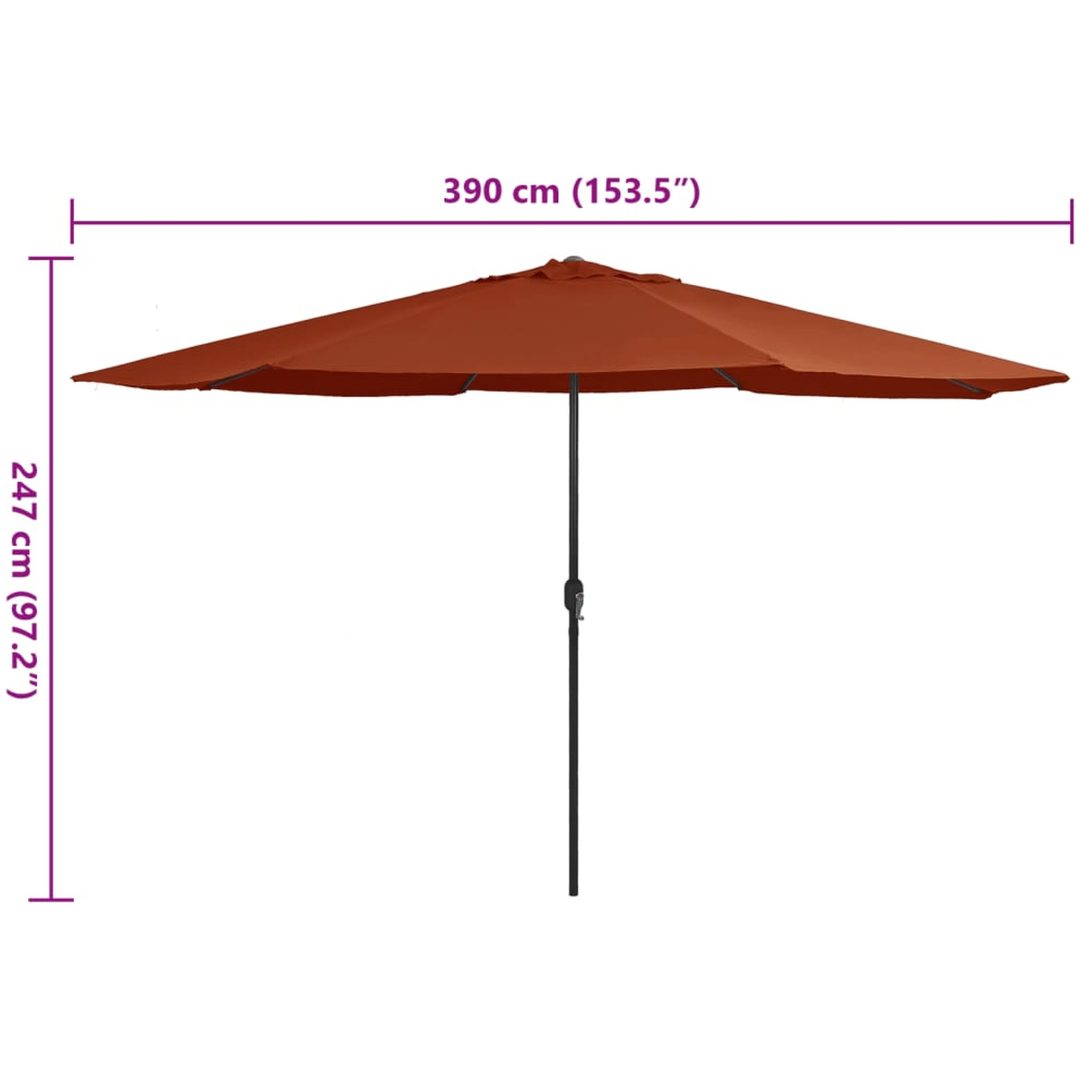Trädgårdsparasoll med metallstång 390 cm terrakotta vidaXL – bild 7