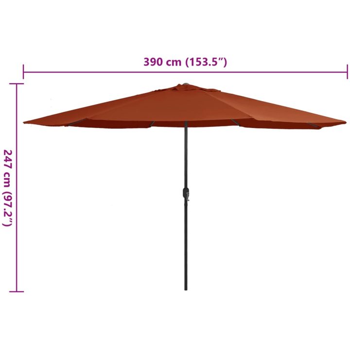Trädgårdsparasoll med metallstång 390 cm terrakotta vidaXL – bild 7