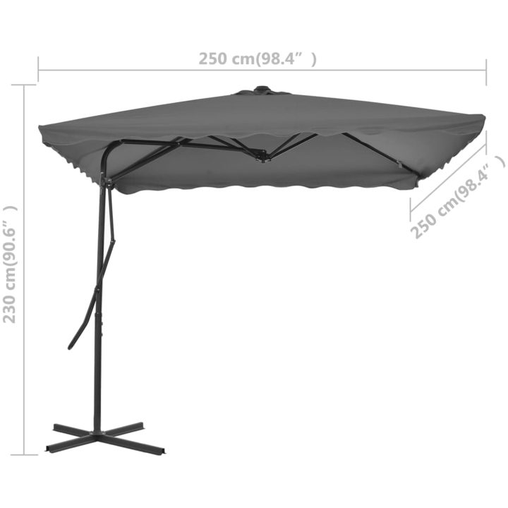 Trädgårdsparasoll med stålstång 250x250 cm antracit vidaXL – bild 6