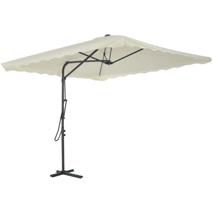 Trädgårdsparasoll med stålstång 250x250 cm sand vidaXL – bild 2