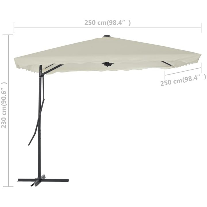 Trädgårdsparasoll med stålstång 250x250 cm sand vidaXL – bild 6