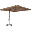 Trädgårdsparasoll med stålstång 250x250 cm taupe vidaXL – miniatyr 2