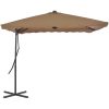 Trädgårdsparasoll med stålstång 250x250 cm taupe vidaXL – miniatyr 3