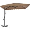 Trädgårdsparasoll med stålstång 250x250 cm taupe vidaXL – miniatyr 1
