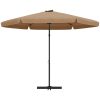 Trädgårdsparasoll med stålstång 300 cm taupe vidaXL – miniatyr 4