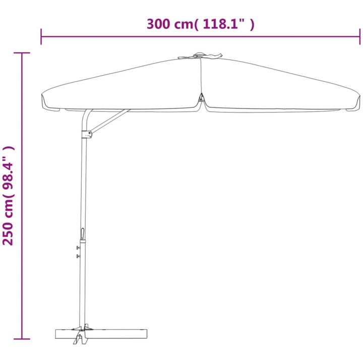 Trädgårdsparasoll med stålstång 300 cm vinröd vidaXL – bild 8