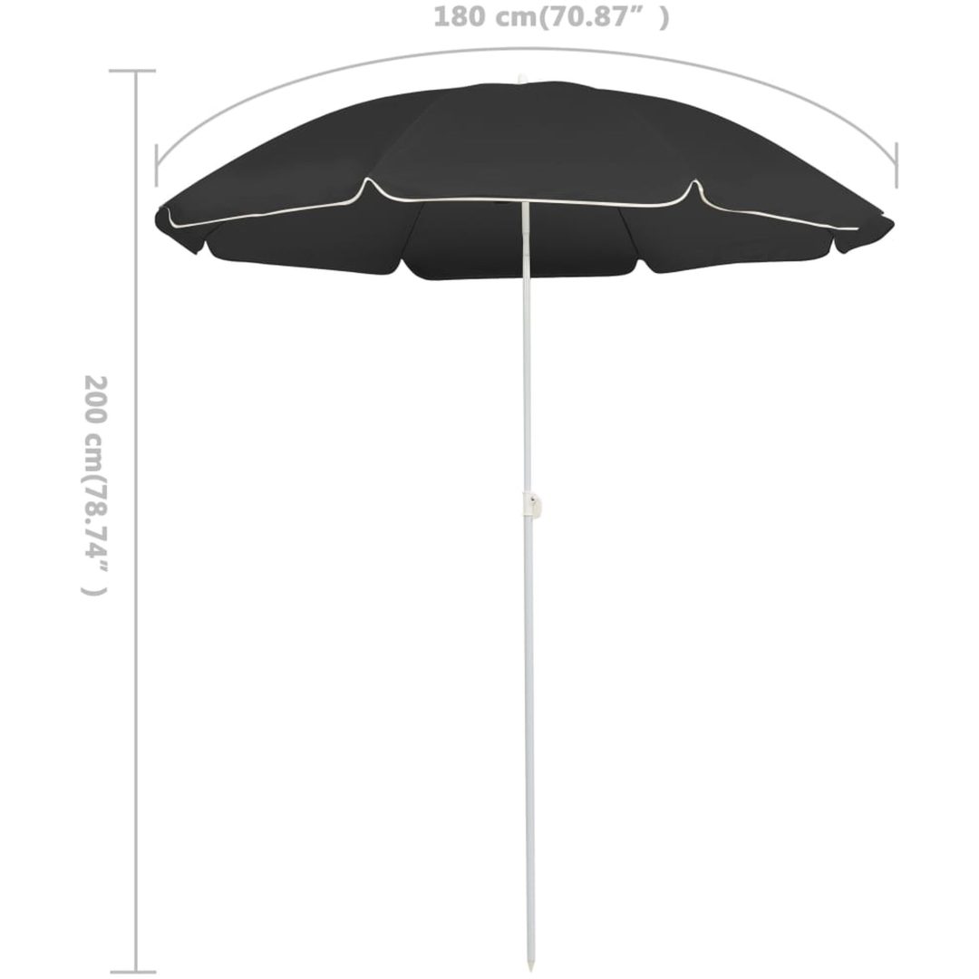 Trädgårdsparasoll med stålstång antracit 180 cm vidaXL 180 cm – bild 5