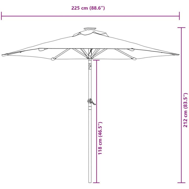 Trädgårdsparasoll med stålstång azurblå 225x225x212 cm vidaXL – bild 12