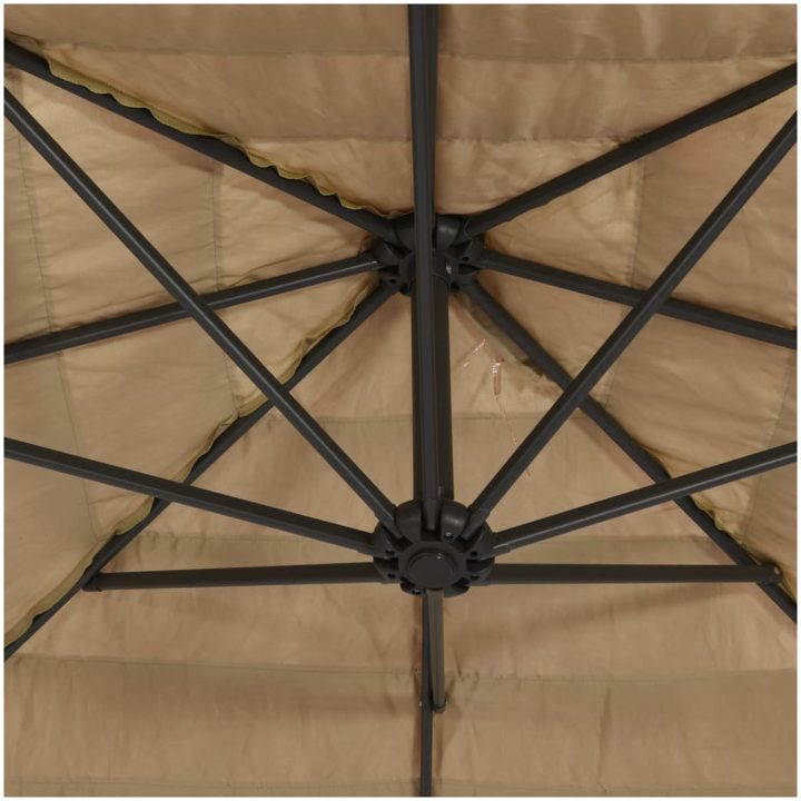Trädgårdsparasoll med stålstång brun vidaXL 268 x 268 x 226 cm – bild 7