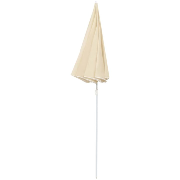 Trädgårdsparasoll med stålstång sand 180 cm vidaXL 180 cm – bild 3