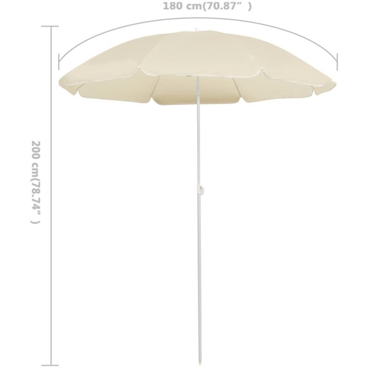 Trädgårdsparasoll med stålstång sand 180 cm vidaXL 180 cm – bild 5