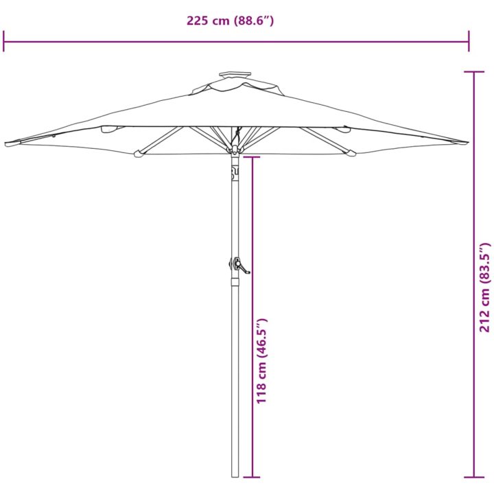 Trädgårdsparasoll med stålstång svart 225x225x212 cm vidaXL – bild 12