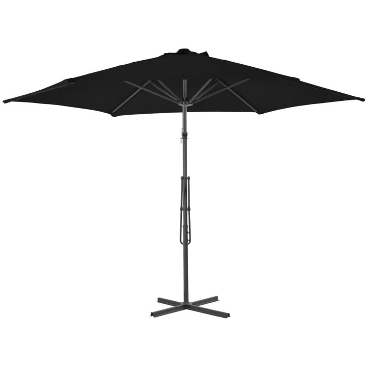 Trädgårdsparasoll med stålstång svart 300x230 cm vidaXL – bild 3