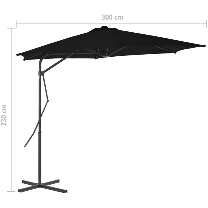Trädgårdsparasoll med stålstång svart 300x230 cm vidaXL – bild 7