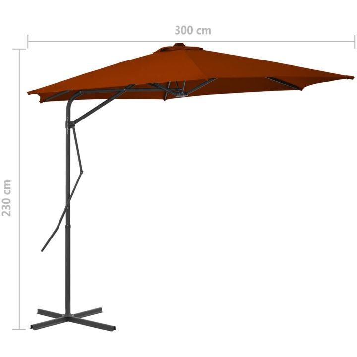 Trädgårdsparasoll med stålstång terrakotta 300x230 cm vidaXL – bild 7