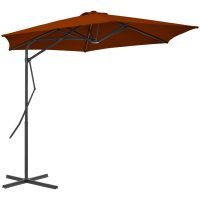 Trädgårdsparasoll med stålstång terrakotta 300x230 cm vidaXL