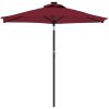 Trädgårdsparasoll med stålstång vinröd 225x225x212 cm vidaXL – miniatyr 3