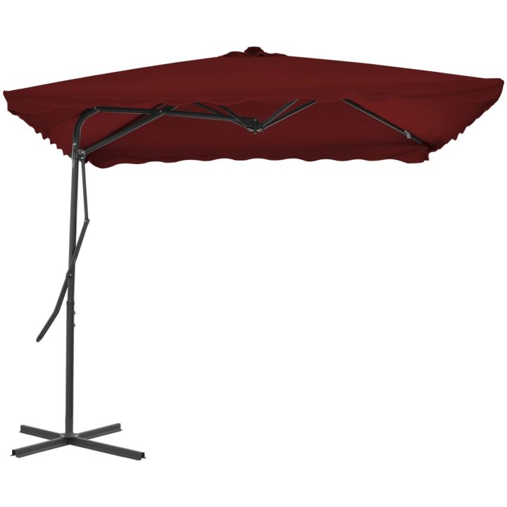 Trädgårdsparasoll med stålstång vinröd 250x250x230 cm vidaXL – bild 2