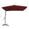 Trädgårdsparasoll med stålstång vinröd 250x250x230 cm vidaXL – miniatyr 6