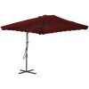 Trädgårdsparasoll med stålstång vinröd 250x250x230 cm vidaXL – miniatyr 1