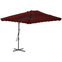 Trädgårdsparasoll med stålstång vinröd 250x250x230 cm vidaXL