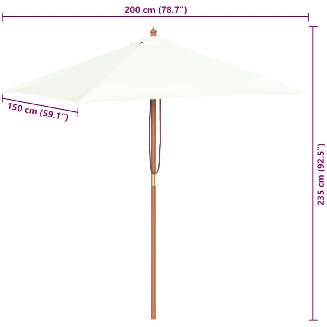Trädgårdsparasoll med trästång 150x200 cm sand vidaXL – bild 11