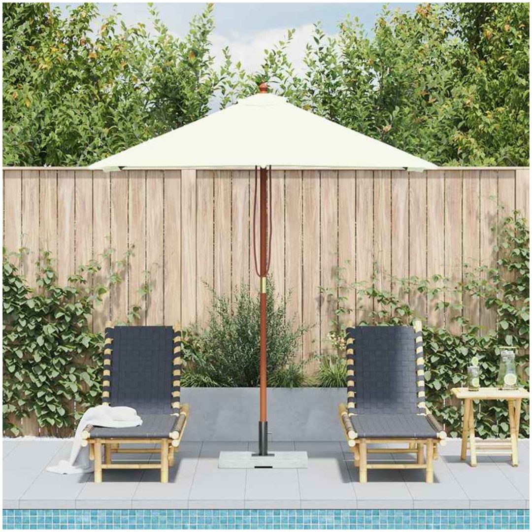Trädgårdsparasoll med trästång 150x200 cm sand vidaXL – bild 3