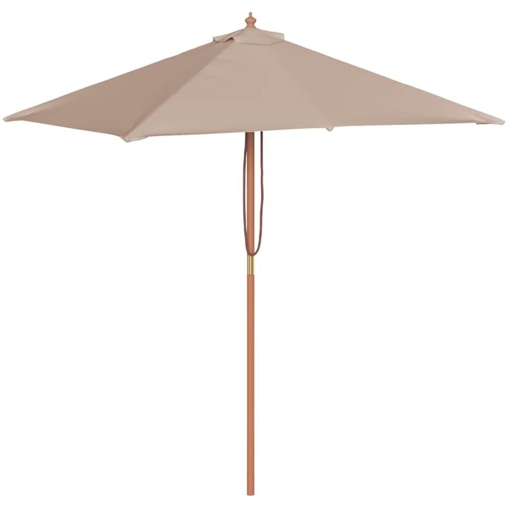 Trädgårdsparasoll med trästång 150x200 cm taupe vidaXL – bild 2
