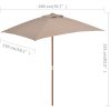 Trädgårdsparasoll med trästång 150x200 cm taupe vidaXL – miniatyr 11