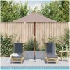 Trädgårdsparasoll med trästång 150x200 cm taupe vidaXL – miniatyr 3