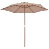 Trädgårdsparasoll med trästång 270 cm taupe vidaXL – miniatyr 2
