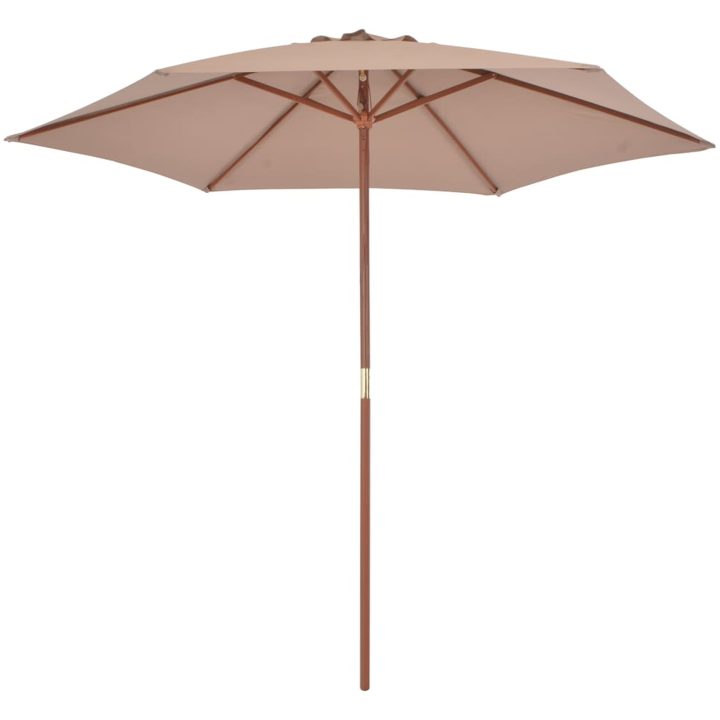 Trädgårdsparasoll med trästång 270 cm taupe vidaXL – bild 2