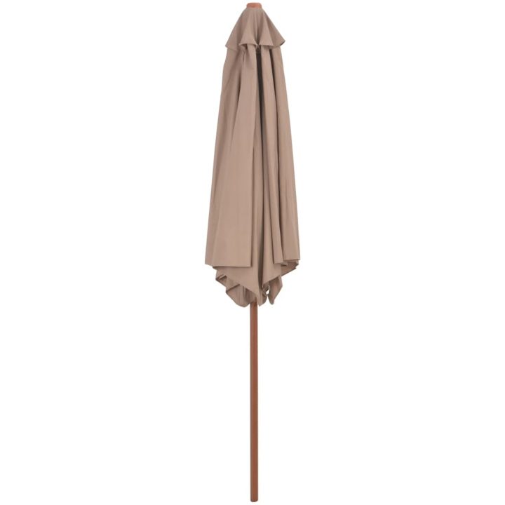 Trädgårdsparasoll med trästång 270 cm taupe vidaXL – bild 3