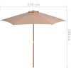 Trädgårdsparasoll med trästång 270 cm taupe vidaXL – miniatyr 6
