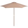 Trädgårdsparasoll med trästång 270 cm taupe vidaXL – miniatyr 1