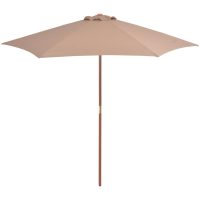 Trädgårdsparasoll med trästång 270 cm taupe vidaXL