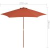 Trädgårdsparasoll med trästång 270 cm terrakotta vidaXL – miniatyr 6
