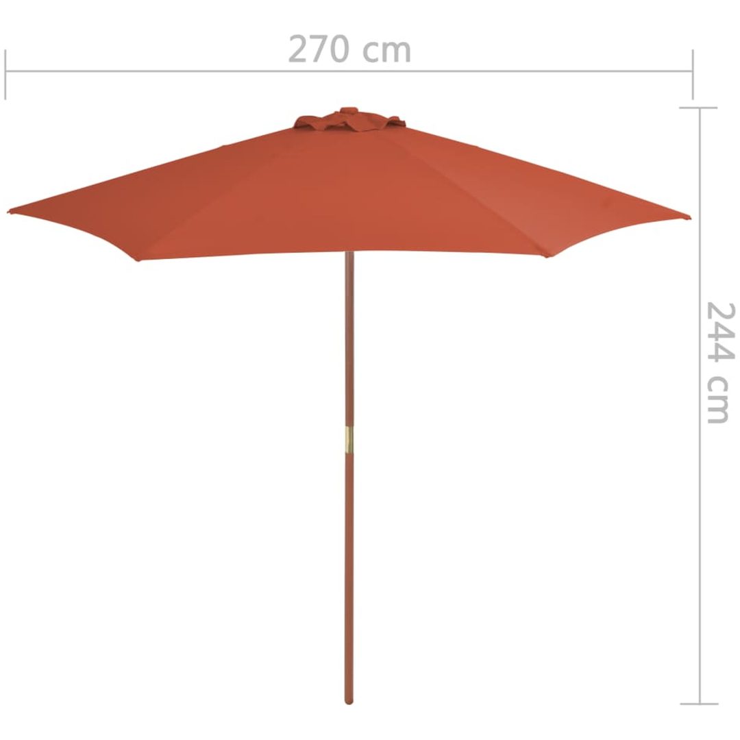 Trädgårdsparasoll med trästång 270 cm terrakotta vidaXL – bild 6